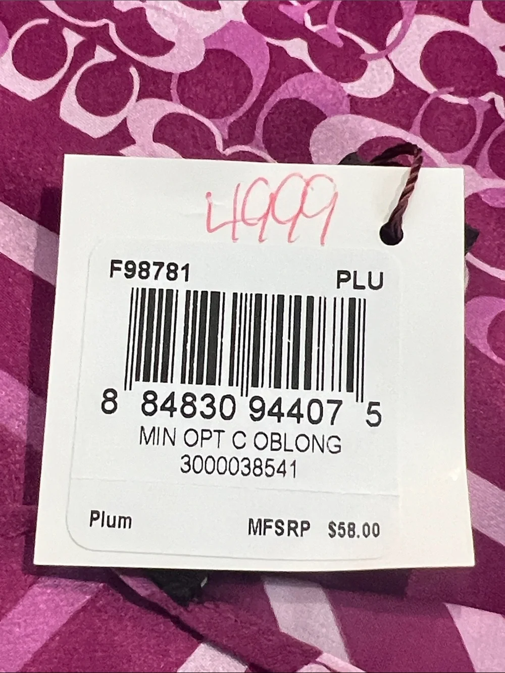 NWT COACH Pink Logo-Print Silk Scarf with Striped Border. 100% silk
